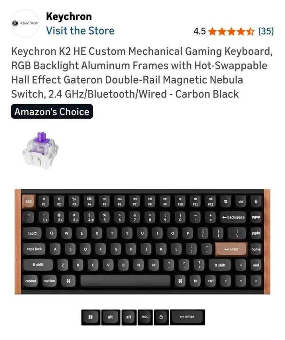 Keychron K2 HE Custom Mechanical Gaming Keyboard RGB Backlight